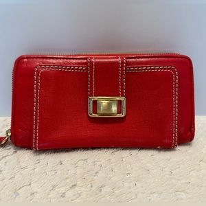 Brighton Red Leather Accordion Wallet